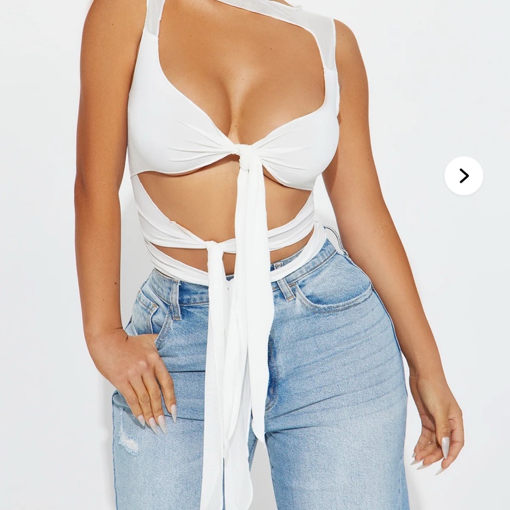 White Tie-Front Crop Top